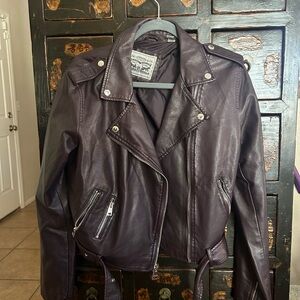 Women's Brown Leather Biker Jacket